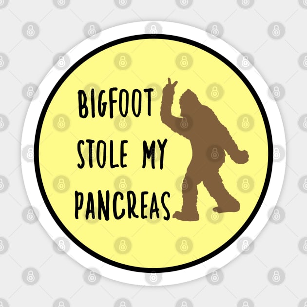 Bigfoot Stole My Pancreas Yellow Sticker by CatGirl101